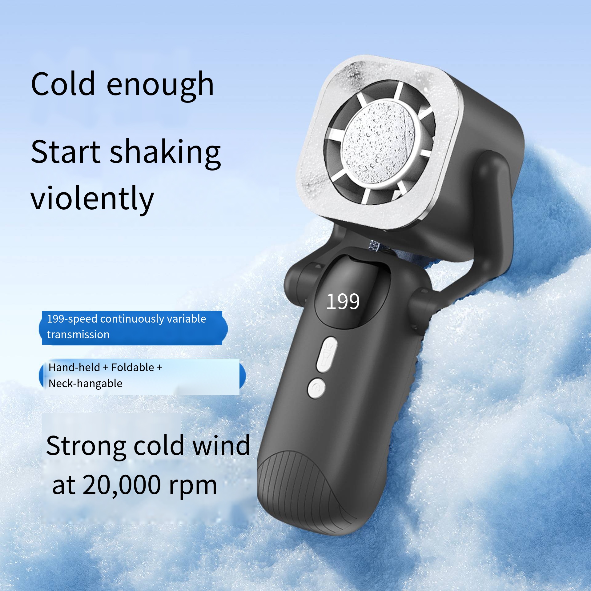 Handheld Fan with 4000mAh Battery High-Speed Airflow LED Flashlight - Image 4