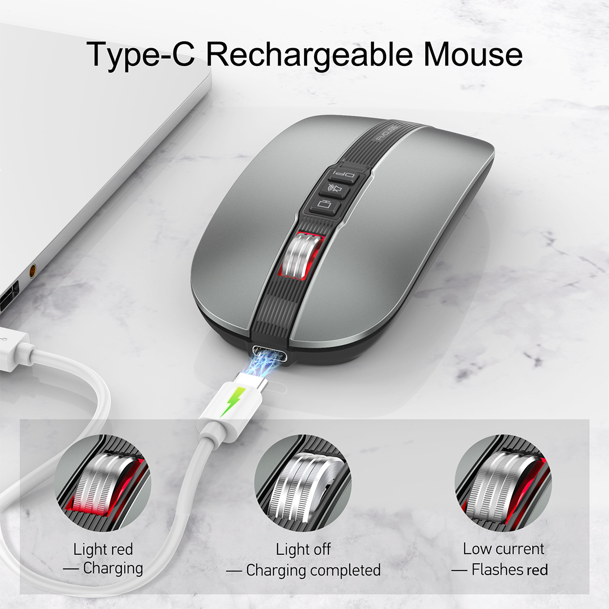 2400DPI 6D Silent Wireless Mouse Bluetooth 5.1 & 2.4G Dual Mode, 10M Range – Gaming & Office Use - Image 7