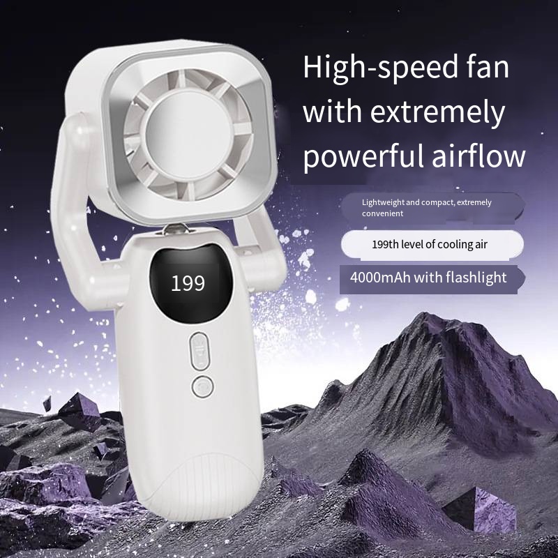 Handheld Fan with 4000mAh Battery High-Speed Airflow LED Flashlight - Image 2