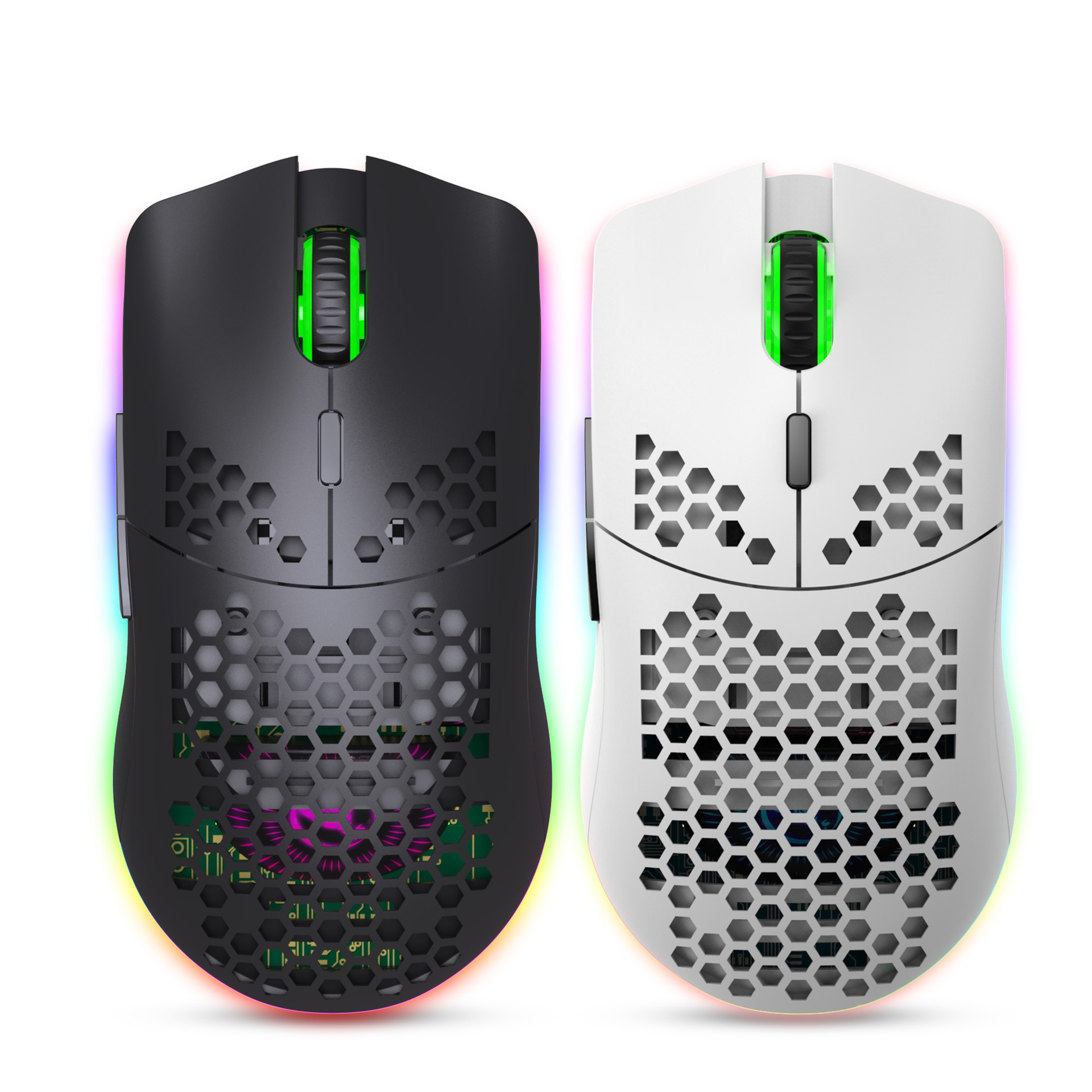 Honeycomb RGB Wireless Mouse, 2.4G Lightweight Hollow Design - Image 3