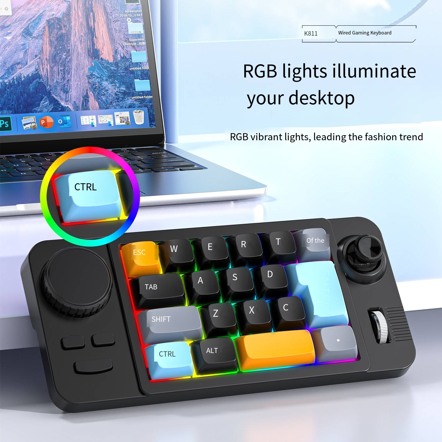 Wired Mechanical Gaming Keyboard with 19 Keys, Joystick, Dual Rollers, RGB, and Hot-Swap Support - Image 7
