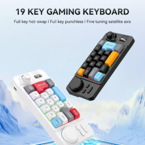 Wired Mechanical Gaming Keyboard with 19 Keys, Joystick, Dual Rollers, RGB, and Hot-Swap Support