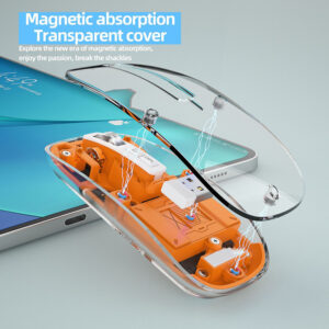 Transparent Wireless Mouse - Tri-Mode, Silent Magnetic Charging, Battery Display