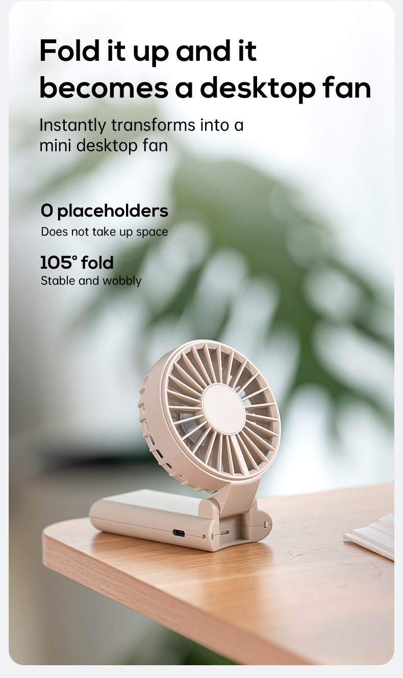 Handheld mini fan folding fan outdoor portable USB desktop - Image 2