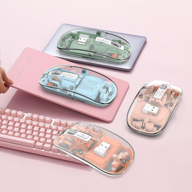 Transparent Wireless Mouse - Tri-Mode, Silent Magnetic Charging, Battery Display - Image 2