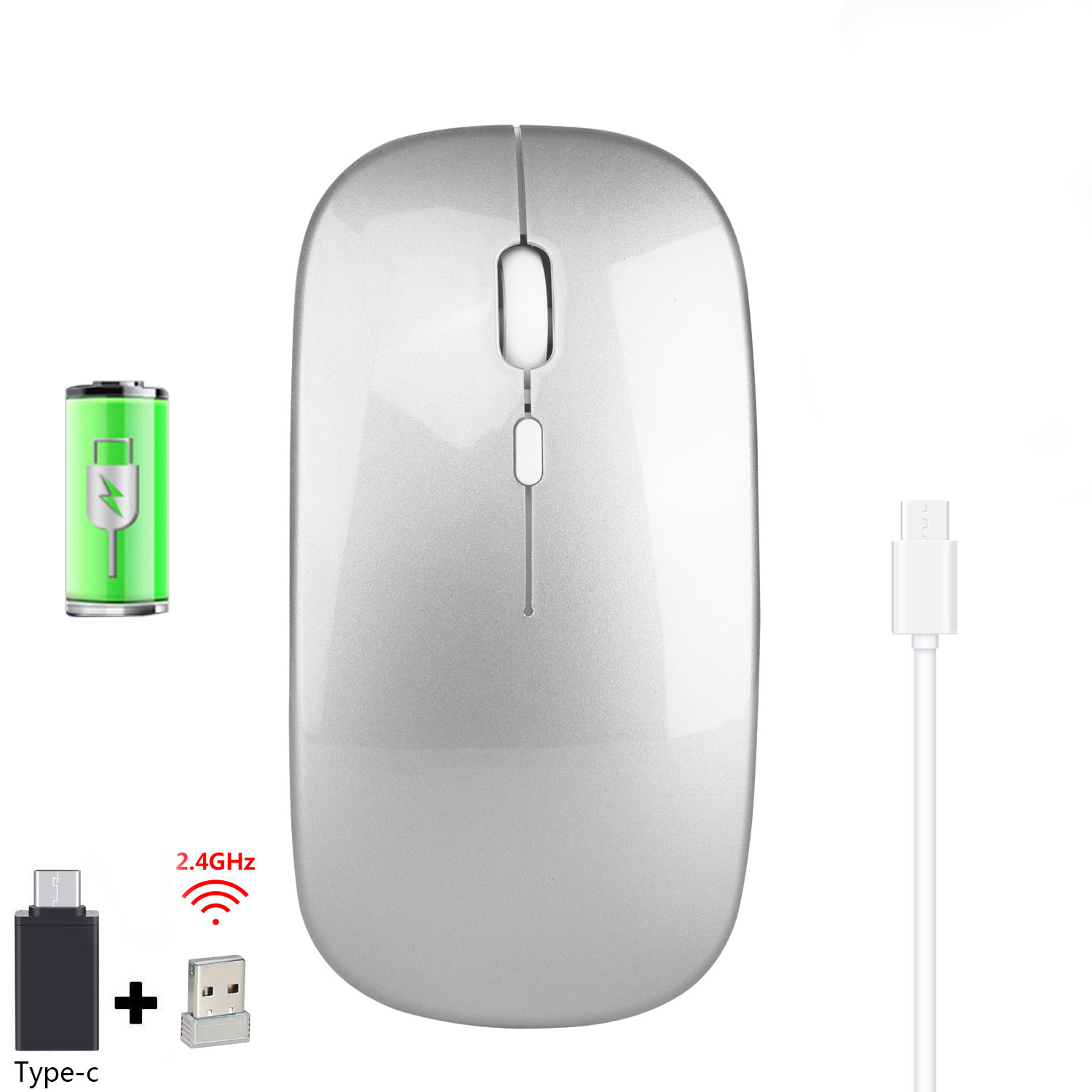 2.4G Rechargeable Wireless Mouse - Silent with TYPE-C Port for Laptop & Desktop Office - Image 3
