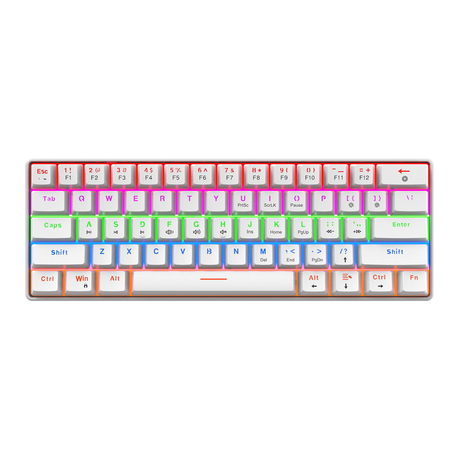 61-Key Wired Mechanical Gaming Keyboard – Clicky Blue Switches, Rainbow RGB Backlight - Image 3