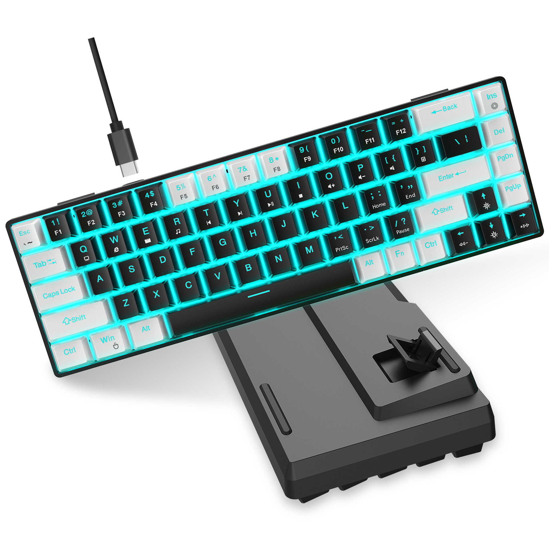 68-Key Hot-Swappable Wired Mechanical Gaming Keyboard – Clicky Blue Switches, Double-Shot PBT Keycaps & Ice-Blue Backlight - Image 3