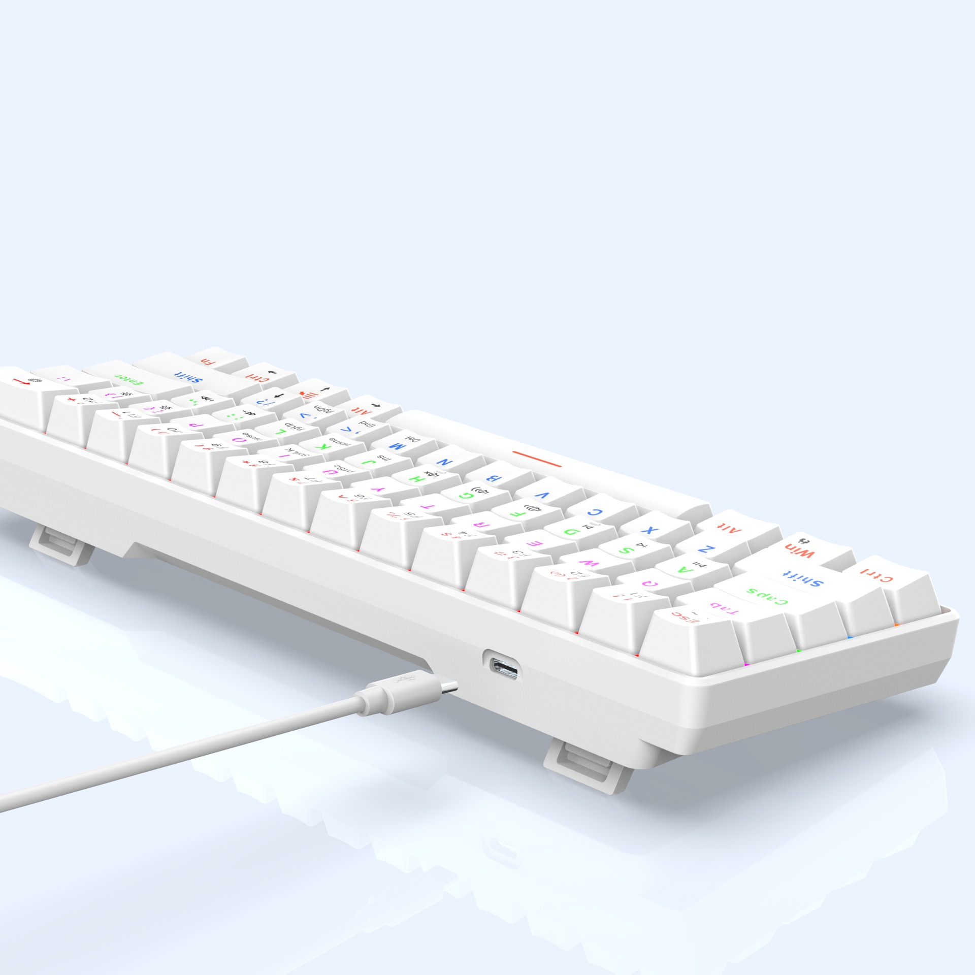 61-Key Wired Mechanical Gaming Keyboard – Clicky Blue Switches, Rainbow RGB Backlight - Image 5